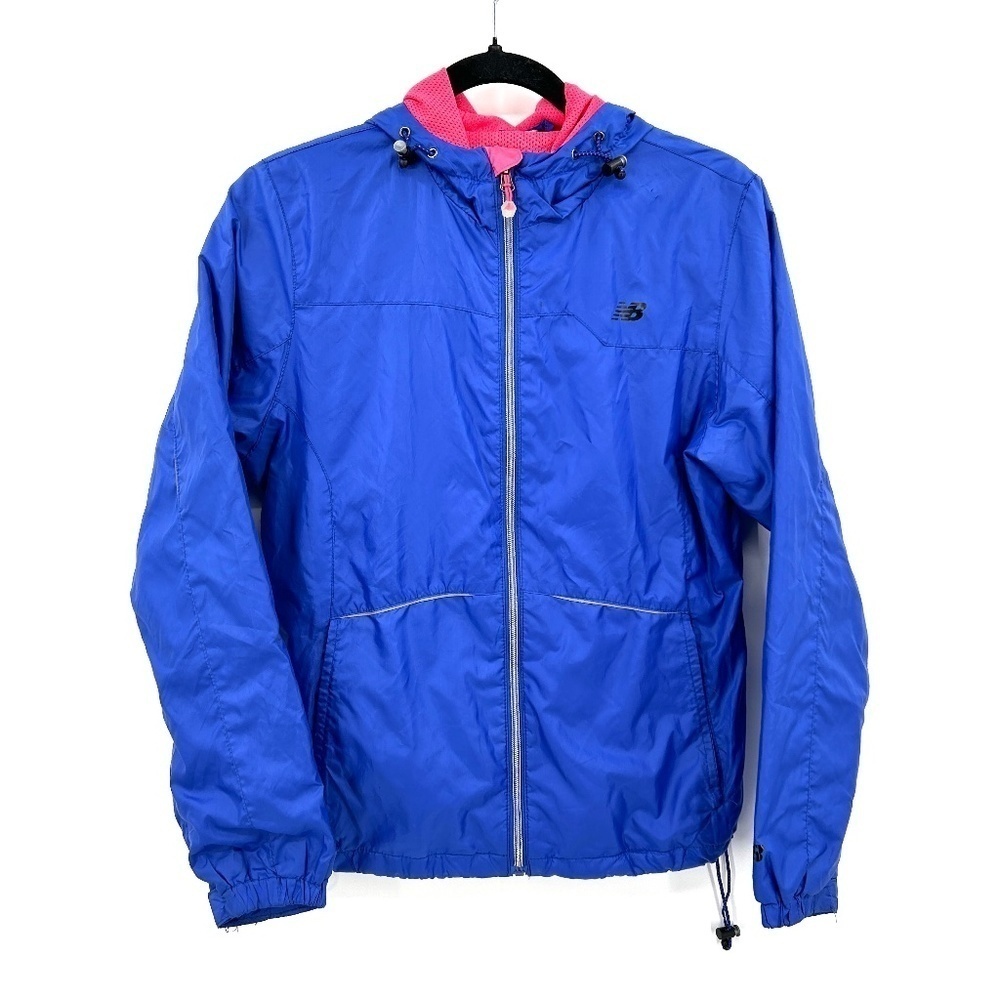 NEW BALANCE Royal Blue Pink Mesh Lined Track Full Zip Athletic Jacket Size Small